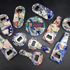 Broken Polish Pottery Beer Opener -Green Round